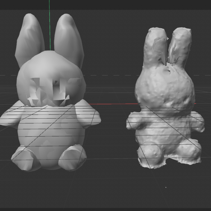 I tried to quickly model the bunny plushie and quickly gave up, so I made a comparison between the two