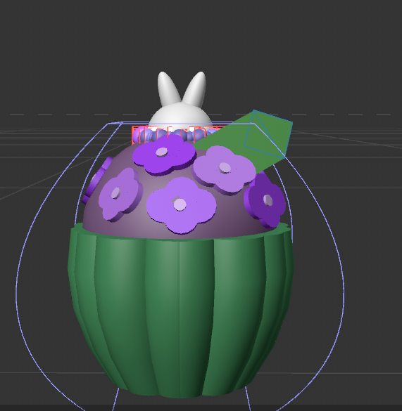 Work in progress image of my bunny cupcake aka model 3. To achieve the cupcake shape, I used the buldge tool. 