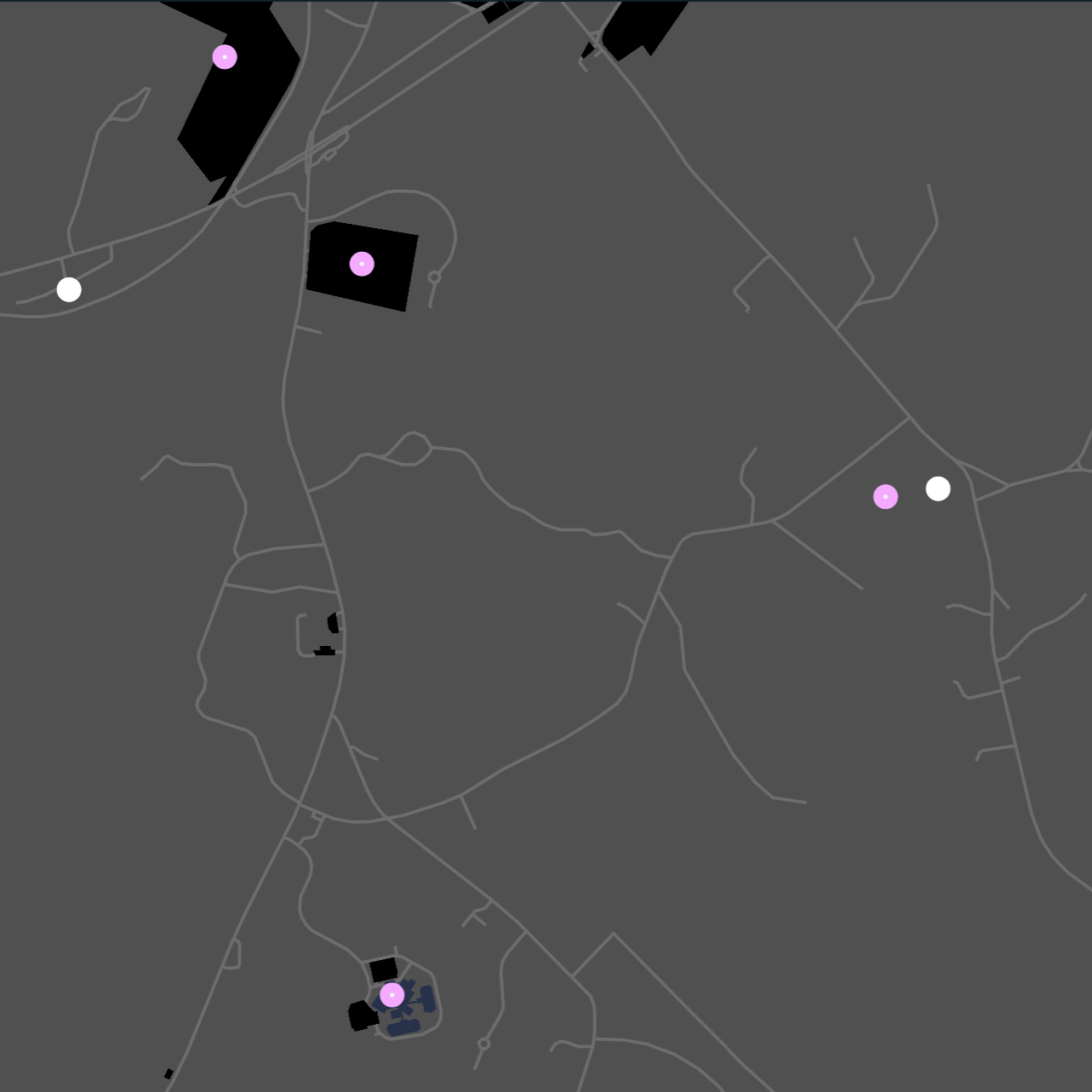 I attempted to make a map that is similar to the default nightmode we receive on differentapps. I also found
                                                                                        a random area on the map that had very few buildings. Labels were not enabled at the time of this screenshot, so I don't know where exactly the map is focused on. I was simply enjoying
                                                                                        the fact that playing around with mapbox led to new discoveries for me everytime.
