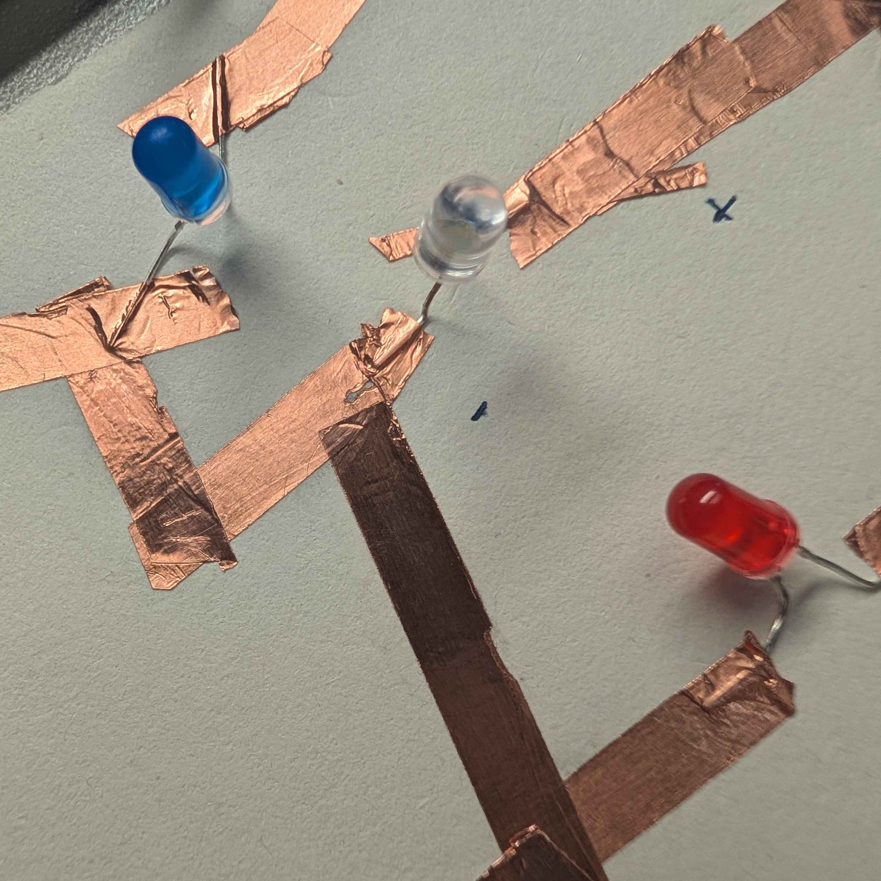 I added little symbols to tell me which would be plus or minus for the LED lights in order to make this easier for me. So I don't have to guess which way the electricity goes.