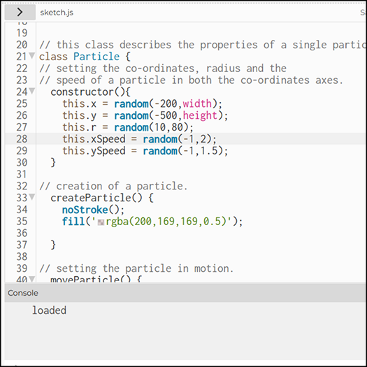 Snapshot of the code  at the time