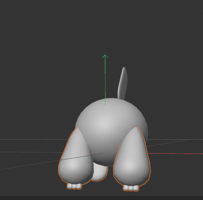 A headless front view of my first model. I contemplated adding a shape in between the body and head to at as a 'neck' of sorts, but ultimately decided to not
                 proceed with that idea as no one would see that detail since it would be covered by the other parts of the model.